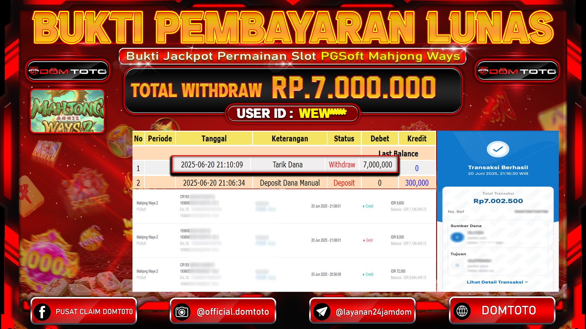 JACKPOT SLOT MAHJONG WAYS 2 20 JUNI 2025